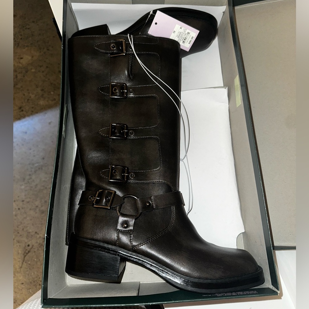 Women's Rebel Tall Moto Buckle Boots - Wild Fable™ Black 10 NEW IN BOX